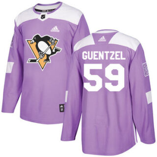 Youth Pittsburgh Penguins #59 Jake Guentzel Purple Authentic Fights Cancer Stitched NHL Jersey