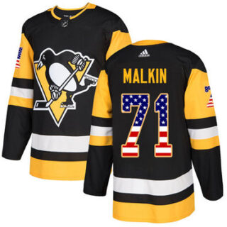 Youth Pittsburgh Penguins #71 Evgeni Malkin Black Home Authentic USA Flag Stitched NHL Jersey