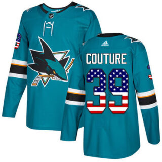 Youth San Jose Sharks #39 Logan Couture Teal Home Authentic USA Flag Stitched NHL Jersey