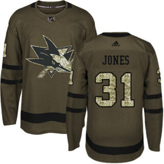 Youth San Jose Sharks #31 Martin Jones Green Salute to Service Stitched NHL Jersey