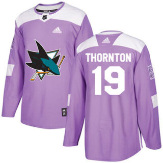 Youth San Jose Sharks #19 Joe Thornton Purple Authentic Fights Cancer Stitched NHL Jersey