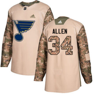 Youth St. Louis Blues #34 Jake Allen Camo Authentic 2017 Veterans Day Stitched NHL Jersey