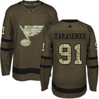 Youth St. Louis Blues #91 Vladimir Tarasenko Green Salute to Service Stitched NHL Jersey