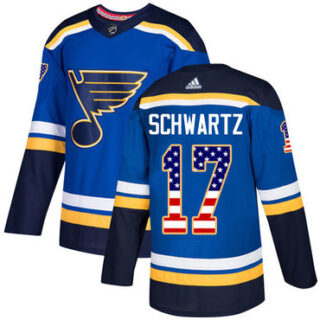 Youth St. Louis Blues #17 Jaden Schwartz Blue Home Authentic USA Flag Stitched NHL Jersey