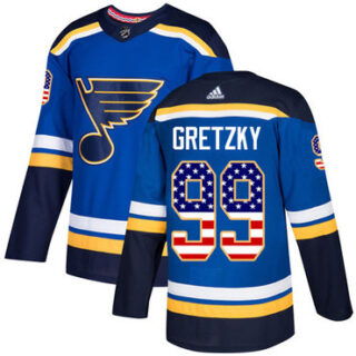 Youth St. Louis Blues #99 Wayne Gretzky Blue Home Authentic USA Flag Stitched NHL Jersey