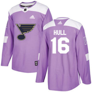 Youth St. Louis Blues #16 Brett Hull Purple Authentic Fights Cancer Stitched NHL Jersey