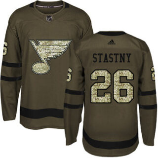 Youth St. Louis Blues #26 Paul Stastny Green Salute to Service Stitched NHL Jersey