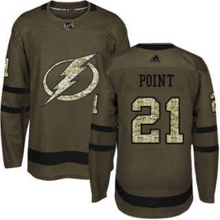 Youth Tampa Bay Lightning #21 Brayden Point Green Salute to Service Stitched NHL Jersey