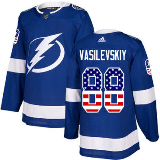 Youth Tampa Bay Lightning #88 Andrei Vasilevskiy Blue Home Authentic USA Flag Stitched NHL Jersey