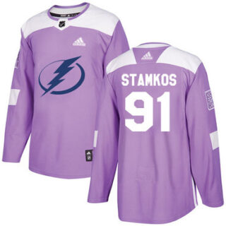 Youth Tampa Bay Lightning #91 Steven Stamkos Purple Authentic Fights Cancer Stitched NHL Jersey