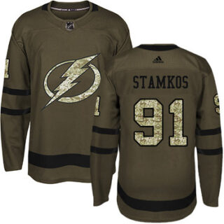 Youth Tampa Bay Lightning #91 Steven Stamkos Green Salute to Service Stitched NHL Jersey