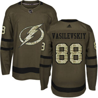 Youth Tampa Bay Lightning #88 Andrei Vasilevskiy Green Salute to Service Stitched NHL Jersey