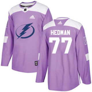 Youth Tampa Bay Lightning #77 Victor Hedman Purple Authentic Fights Cancer Stitched NHL Jersey