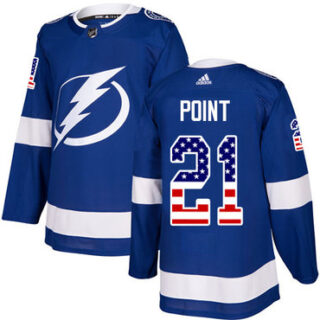 Youth Tampa Bay Lightning #21 Brayden Point Blue Home Authentic USA Flag Stitched NHL Jersey