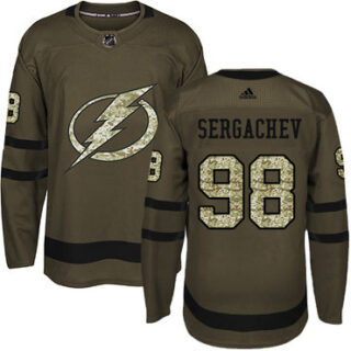 Youth Tampa Bay Lightning #98 Mikhail Sergachev Green Salute to Service Stitched NHL Jersey
