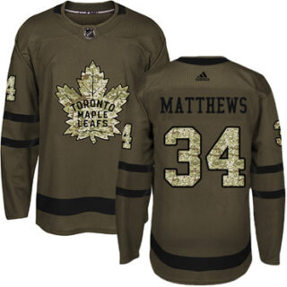 Youth Toronto Maple Leafs #34 Auston Matthews Green Salute to Service Stitched NHL Jersey