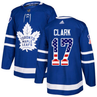 Youth Toronto Maple Leafs #17 Wendel Clark Blue Home Authentic USA Flag Stitched NHL Jersey
