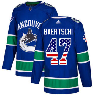 Youth Vancouver Canucks #47 Sven Baertschi Blue Home Authentic USA Flag Stitched NHL Jersey