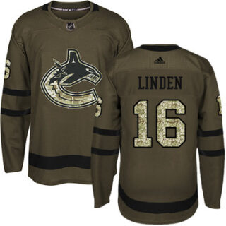 Youth Vancouver Canucks #16 Trevor Linden Green Salute to Service Stitched NHL Jersey