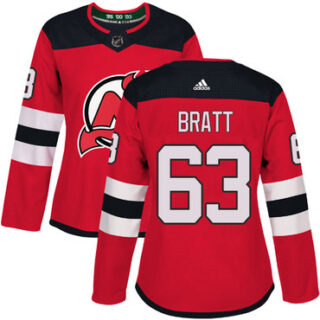 Women's New Jersey Devils #63 Jesper Bratt Red Home Authentic Stitched NHL Jersey