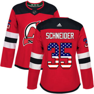 Women's New Jersey Devils #35 Cory Schneider Red Home Authentic USA Flag Stitched NHL Jersey