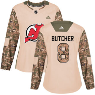 Women's New Jersey Devils #8 Will Butcher Camo Authentic 2017 Veterans Day Stitched NHL Jersey