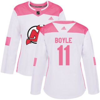 Women's New Jersey Devils #11 Brian Boyle White Pink Authentic Fashion Stitched NHL Jersey