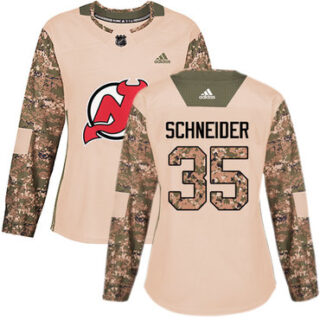 Women's New Jersey Devils #35 Cory Schneider Camo Authentic 2017 Veterans Day Stitched NHL Jersey