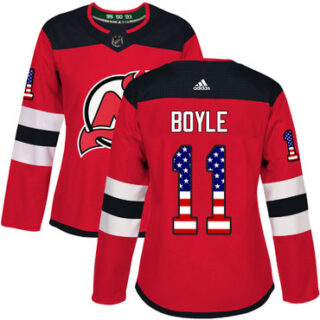 Women's New Jersey Devils #11 Brian Boyle Red Home Authentic USA Flag Stitched NHL Jersey