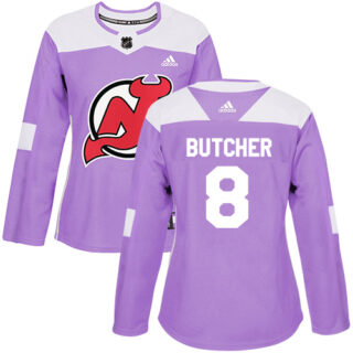 Women's New Jersey Devils #8 Will Butcher Purple Authentic Fights Cancer Stitched NHL Jersey