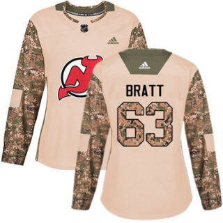 Women's New Jersey Devils #63 Jesper Bratt Camo Authentic 2017 Veterans Day Stitched NHL Jersey