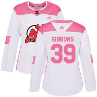 Women's New Jersey Devils #39 Brian Gibbons White Pink Authentic Fashion Stitched NHL Jersey
