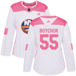 Women's New York Islanders #55 Johnny Boychuk White Pink Authentic Fashion Stitched NHL Jersey