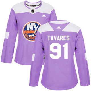 Women's New York Islanders #91 John Tavares Purple Authentic Fights Cancer Stitched NHL Jersey