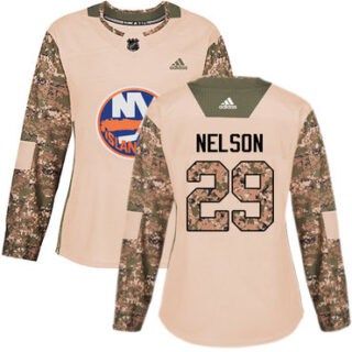 Women's New York Islanders #29 Brock Nelson Camo Authentic 2017 Veterans Day Stitched NHL Jersey