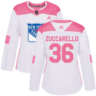 Women's New York Rangers #36 Mats Zuccarello White Pink Authentic Fashion Stitched NHL Jersey