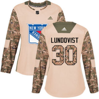 Women's New York Rangers #30 Henrik Lundqvist Camo Authentic 2017 Veterans Day Stitched NHL Jersey