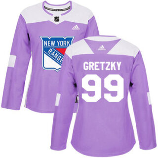 Women's New York Rangers #99 Wayne Gretzky Purple Authentic Fights Cancer Stitched NHL Jersey