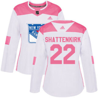 Women's New York Rangers #22 Kevin Shattenkirk White Pink Authentic Fashion Stitched NHL Jersey