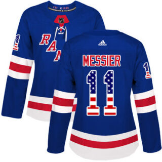 Women's New York Rangers #11 Mark Messier Royal Blue Home Authentic USA Flag Stitched NHL Jersey