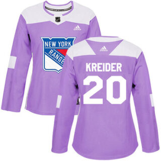 Women's New York Rangers #20 Chris Kreider Purple Authentic Fights Cancer Stitched NHL Jersey