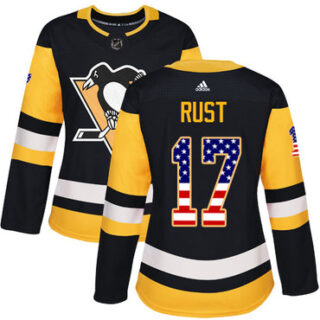 Women's Pittsburgh Penguins #17 Bryan Rust Black Home Authentic USA Flag Stitched NHL Jersey