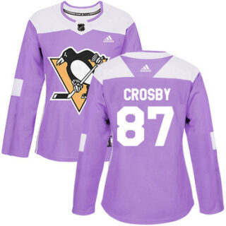 Women's Pittsburgh Penguins #87 Sidney Crosby Purple Authentic Fights Cancer Stitched NHL Jersey