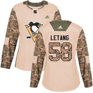 Women's Pittsburgh Penguins #58 Kris Letang Camo Authentic 2017 Veterans Day Stitched NHL Jersey