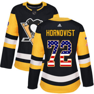 Women's Pittsburgh Penguins #72 Patric Hornqvist Black Home Authentic USA Flag Stitched NHL Jersey
