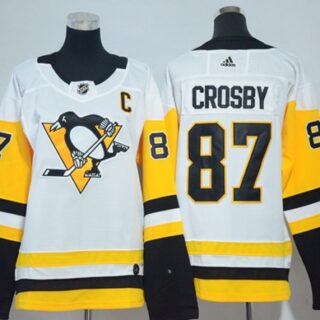 Women's Pittsburgh Penguins #87 Sidney Crosby White Road Authentic Stitched NHL Jersey