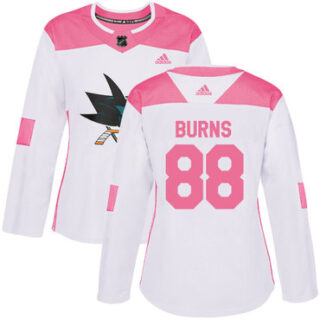 Women's San Jose Sharks #88 Brent Burns White Pink Authentic Fashion Stitched NHL Jersey