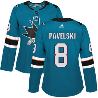 Women's San Jose Sharks #8 Joe Pavelski Teal Home Authentic Stitched NHL Jersey