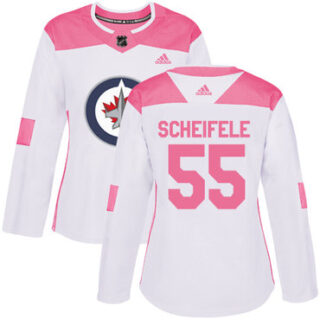Women's Winnipeg Jets #55 Mark Scheifele White Pink Authentic Fashion Stitched NHL Jersey