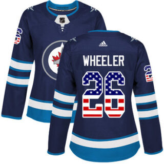 Women's Winnipeg Jets #26 Blake Wheeler Navy Blue Home Authentic USA Flag Stitched NHL Jersey